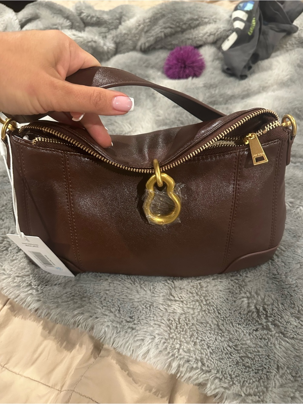 JW PEI Classic Brown Leather Shoulder Bag with Gold Hardware new with tags